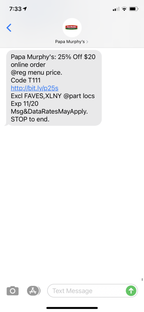 Papa Murphys Text Message Marketing Example - 11.19.2020.PNG