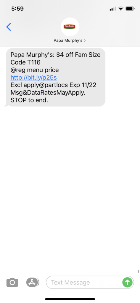 Papa Murphys Text Message Marketing Example - 11.21.2020.PNG