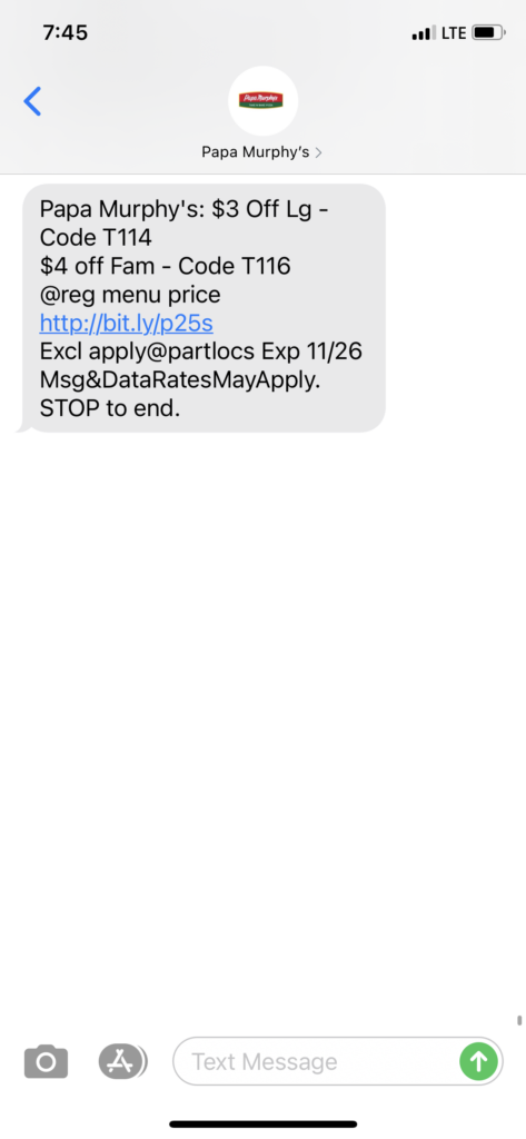 Papa Murphys Text Message Marketing Example - 11.25.2020.PNG