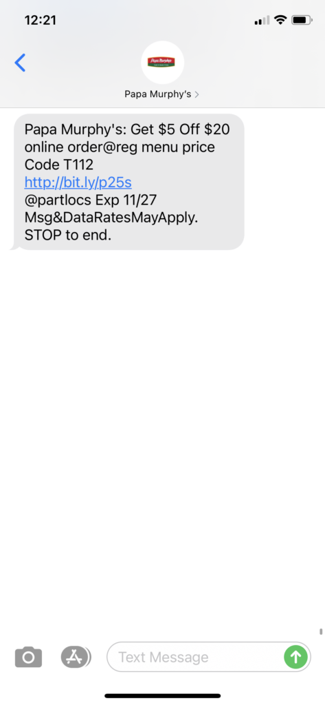 Papa Murphys Text Message Marketing Example - 11.27.2020.PNG