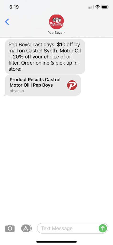 Pep Boys Text Message Marketing Example - 11.20.2020.PNG