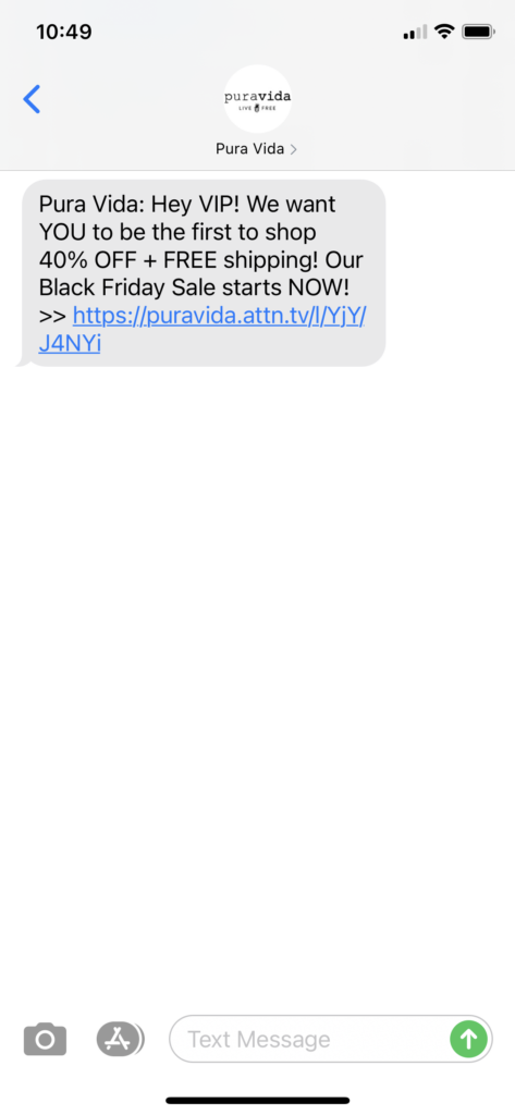 Pura Vida Text Message Marketing Example - 11.23.2020.PNG