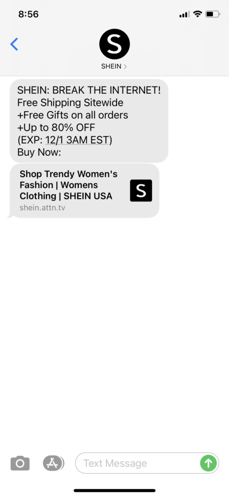 SHEIN Text Message Marketing Example - 11.29.2020.PNG