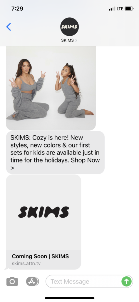 SKIMS Text Message Marketing Example - 11.19.2020.PNG