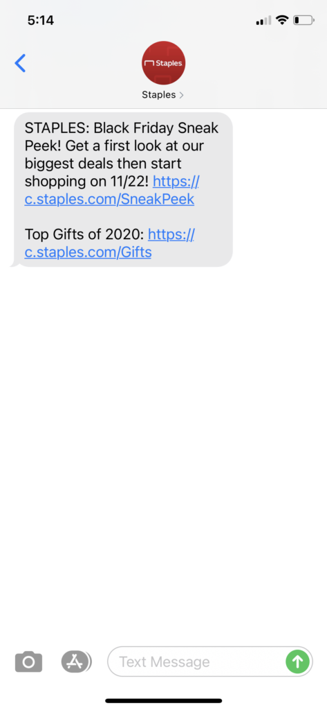 Staples Text Message Marketing Example - 11.17.2020.PNG