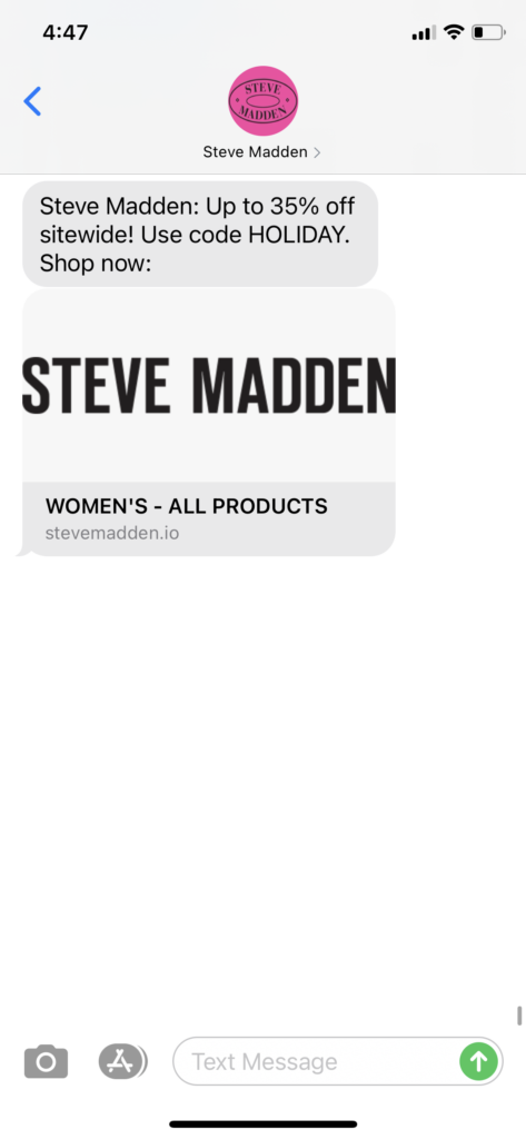 Steve Madden Text Message Marketing Example - 11.24.2020.PNG