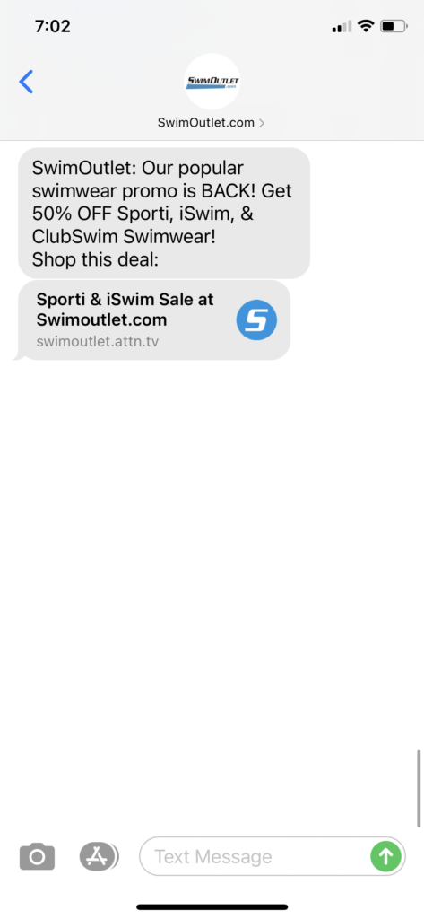 SwimOutlet.com Text Message Marketing Example - 11.05.2020