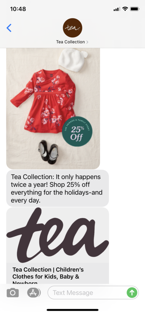 Tea Collection Text Message Marketing Example - 10.29.2020