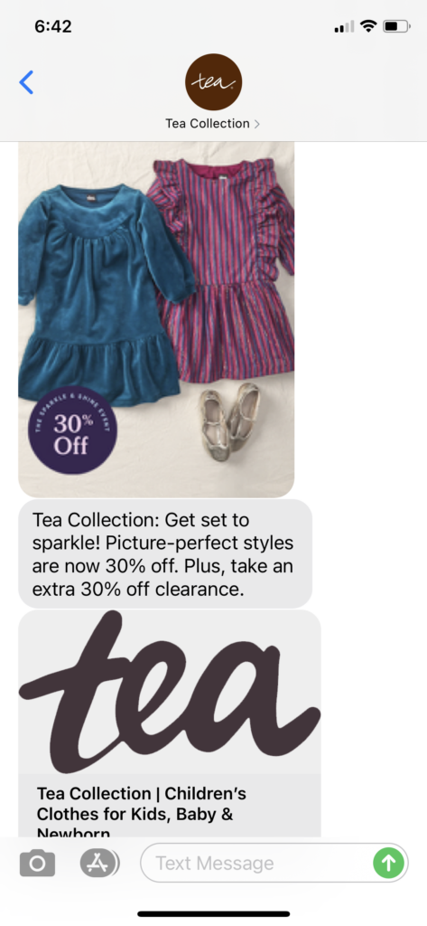 Tea Collection Text Message Marketing Example - 11.06.2020