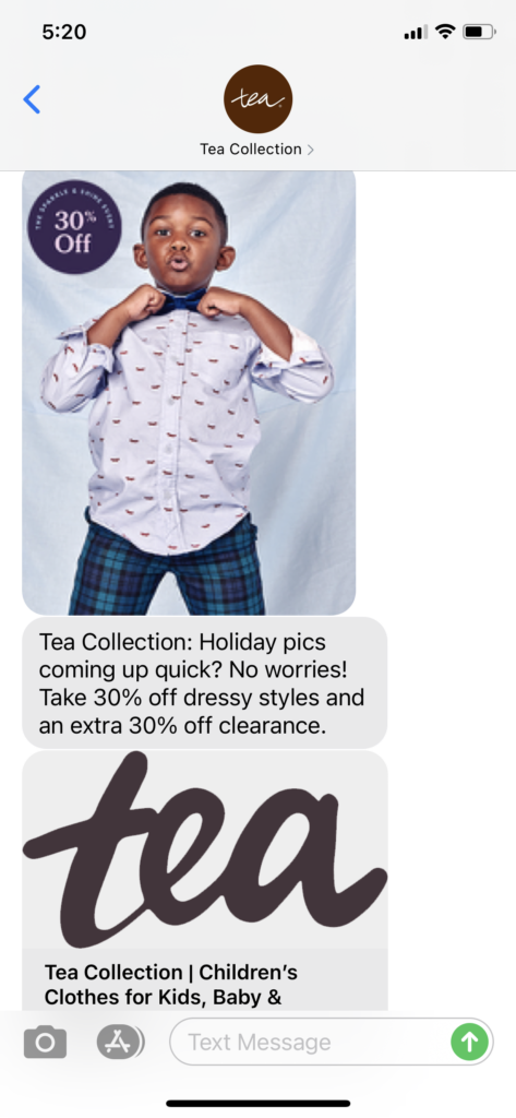 Tea Collection Text Message Marketing Example - 11.08.2020
