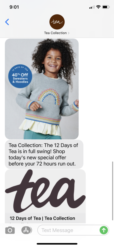 Tea Collection Text Message Marketing Example - 11.15.2020