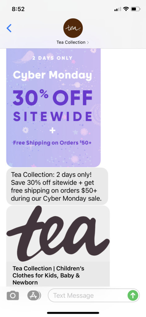 Tea Collection Text Message Marketing Example - 11.29.2020.PNG