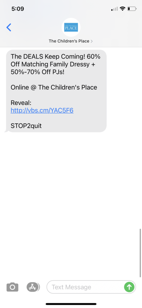 The Children's Place Text Message Marketing Example - 11.17.2020.PNG