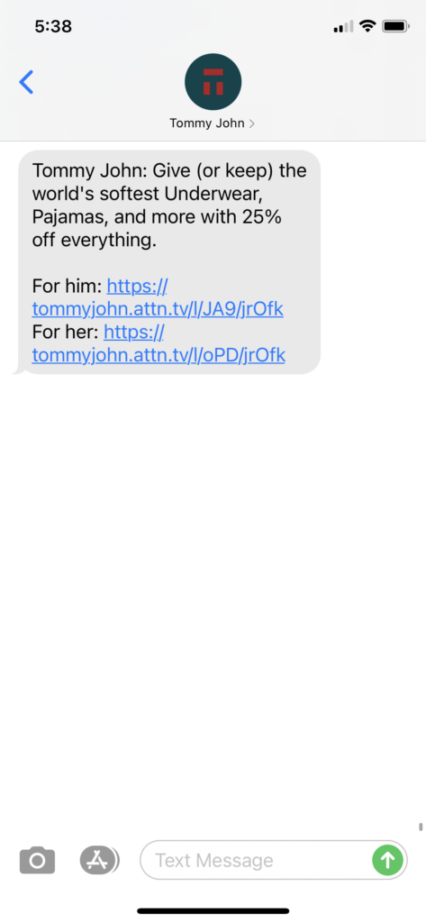 Tommy John Text Message Marketing Example - 11.22.2020.PNG