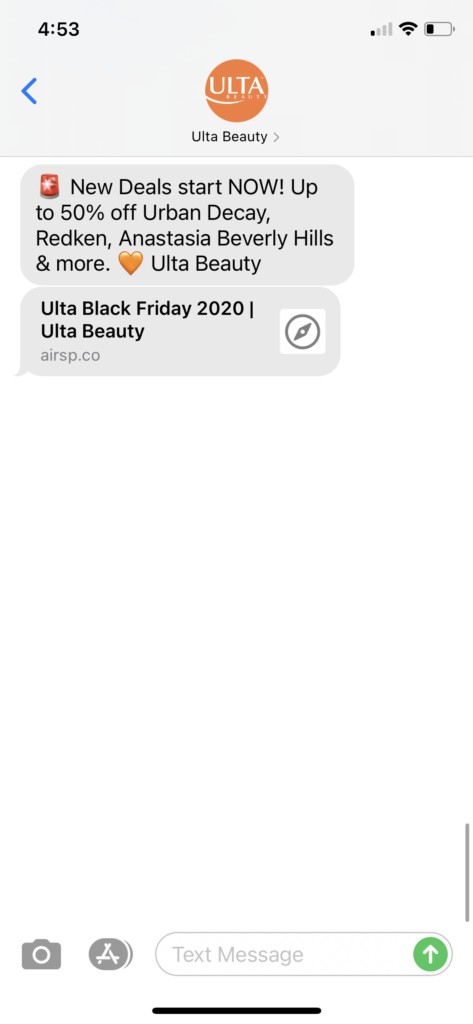 Ulta Beauty Text Message Marketing Example - 11.24.2020.PNG