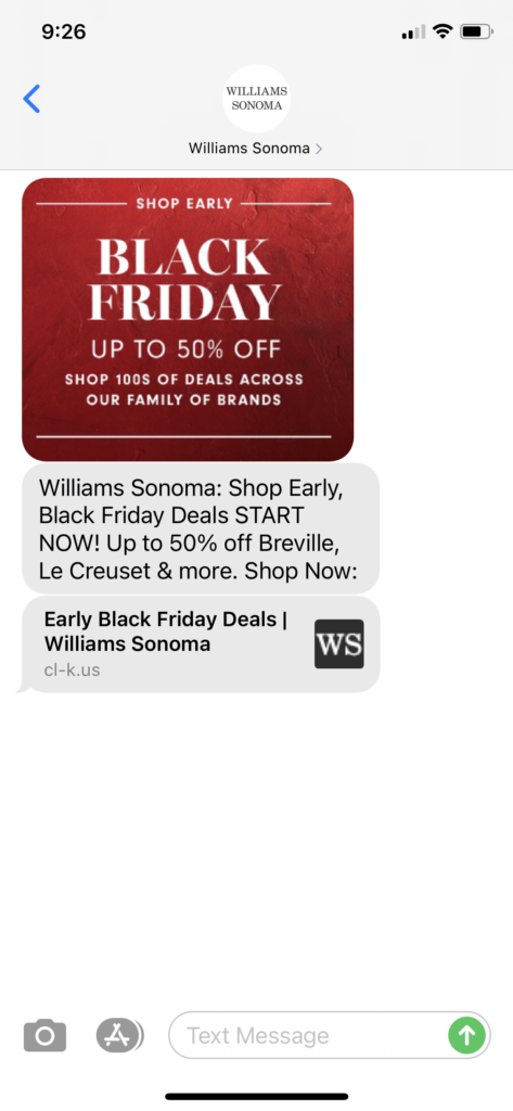 Williams Sonoma Text Message Marketing Example - 11.14.2020.PNG