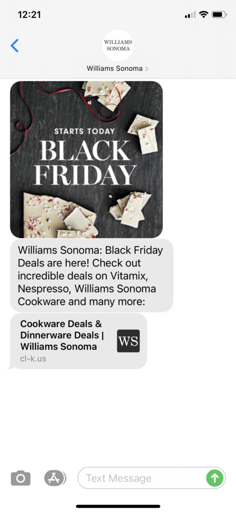 Williams Sonoma Text Message Marketing Example - 11.27.2020.PNG