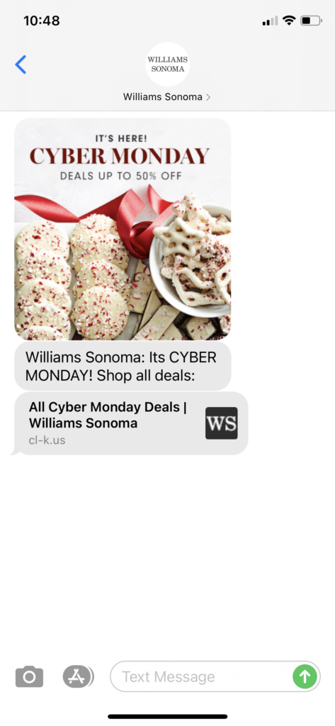 Williams Sonoma Text Message Marketing Example - 11.30.2020.PNG