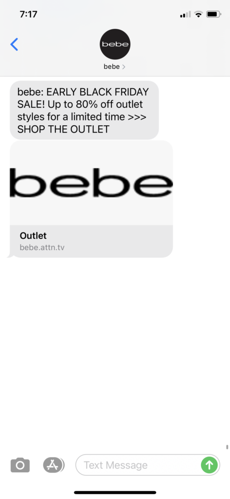 bebe Text Message Marketing Example - 11.19.2020.PNG
