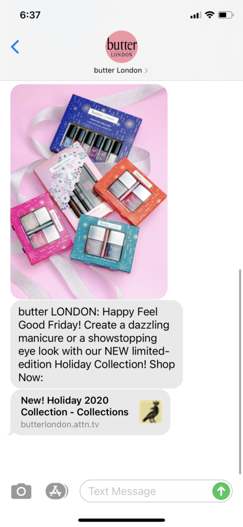 butter London Text Message Marketing Example - 11.06.2020