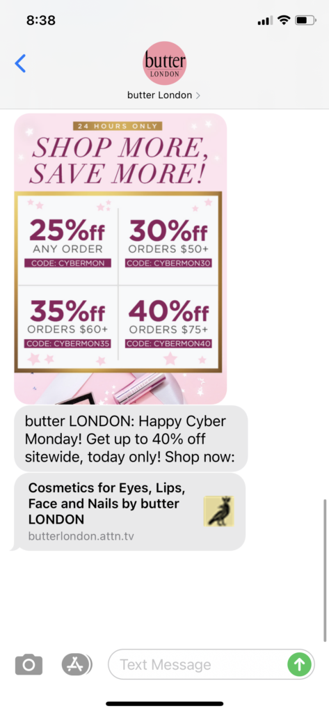 butter London Text Message Marketing Example - 11.30.2020.PNG