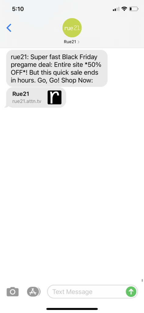 rue21 Text Message Marketing Example - 11.17.2020.PNG
