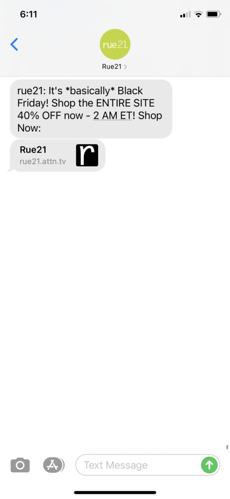 rue21 Text Message Marketing Example - 11.20.2020.PNG