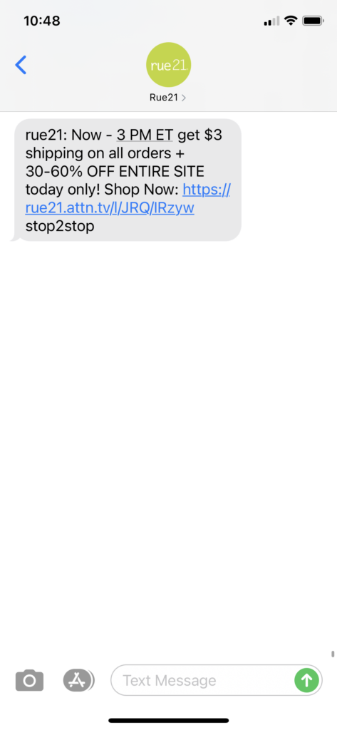 rue21 Text Message Marketing Example - 11.23.2020.PNG