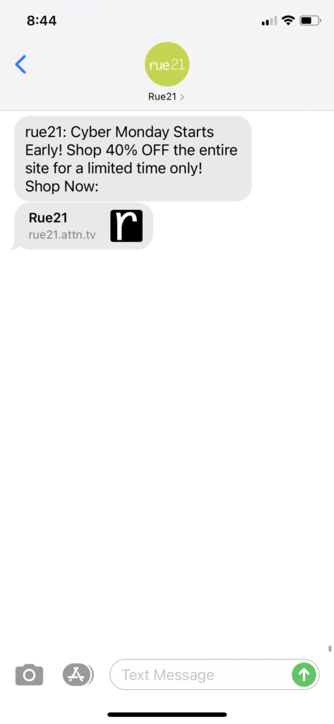 rue21 Text Message Marketing Example - 11.29.2020.PNG