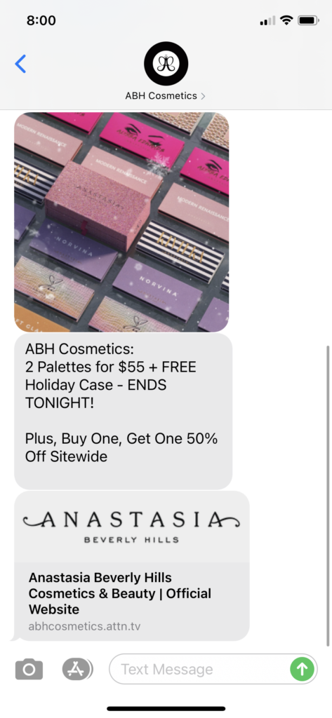 ABH Cosmetics Text Message Marketing Example - 12.8.2020.PNG