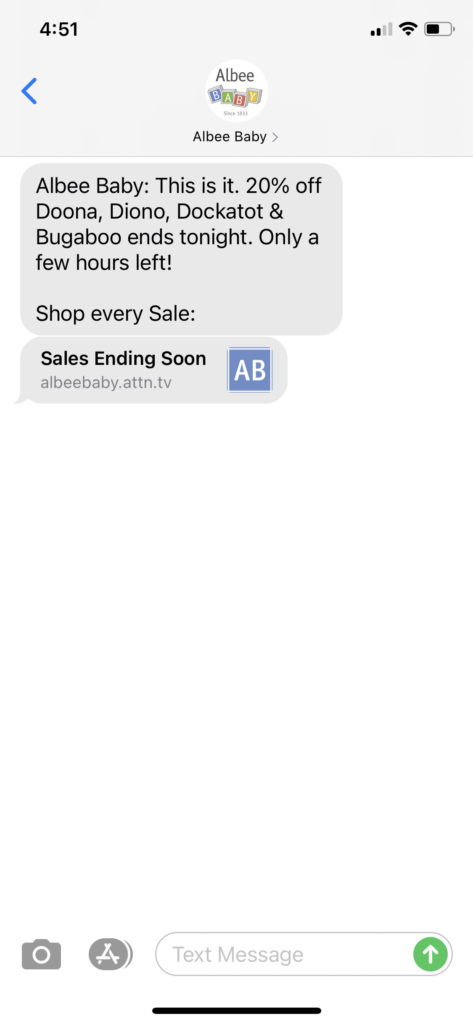 Albee Baby Text Message Marketing Example - 12.01.2020.PNG