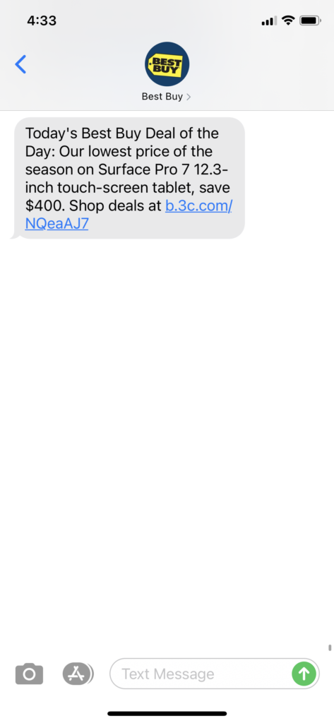 Best Buy Text Message Marketing Example - 12.24.2020