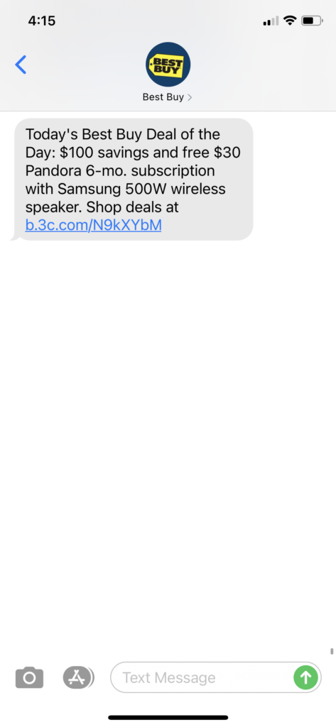 Best Buy Text Message Marketing Example - 12.27.2020