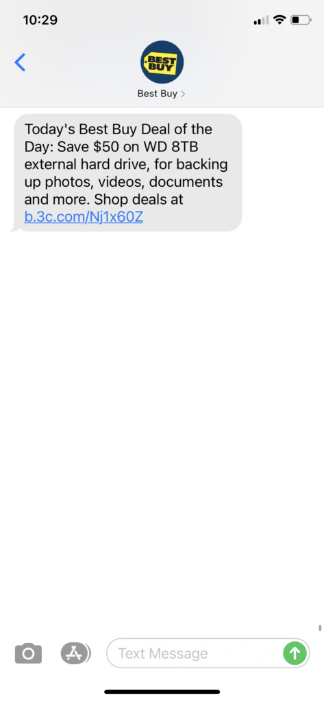 Best Buy Text Message Marketing Example - 12.29.2020