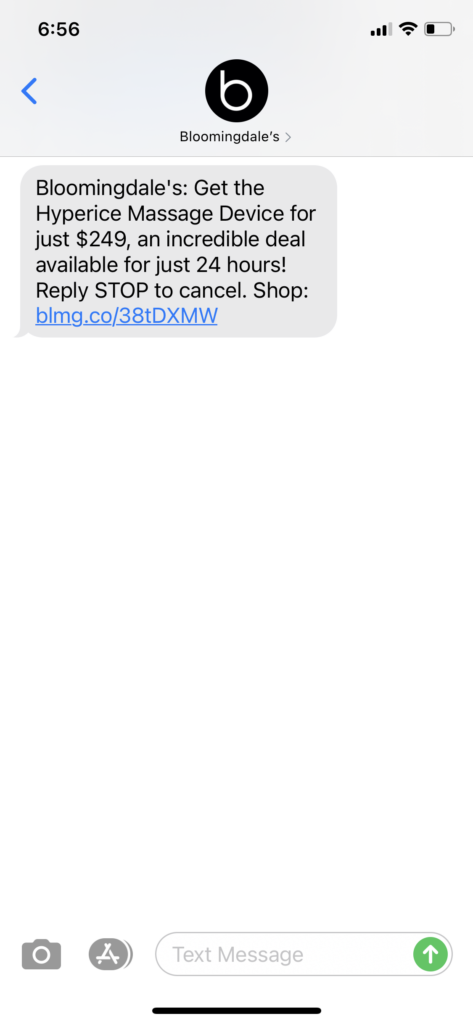 Bloomingdales Text Message Marketing Example - 11.11.2020.PNG