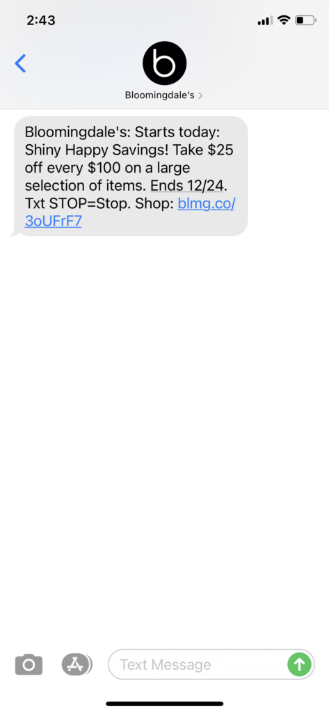 Bloomingdales Text Message Marketing Example - 12.15.2020.PNG