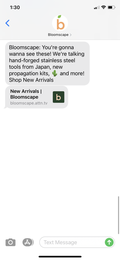 Bloomscape Text Message Marketing Example - 12.04.2020.PNG