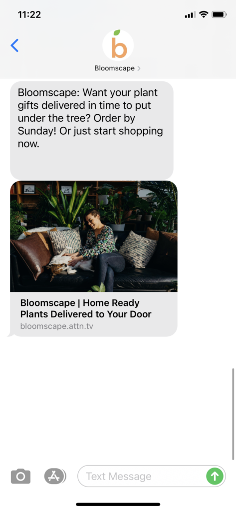 Bloomscape Text Message Marketing Example - 12.10.2020.PNG