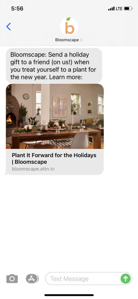 Bloomscape Text Message Marketing Example - 12.17.2020.PNG