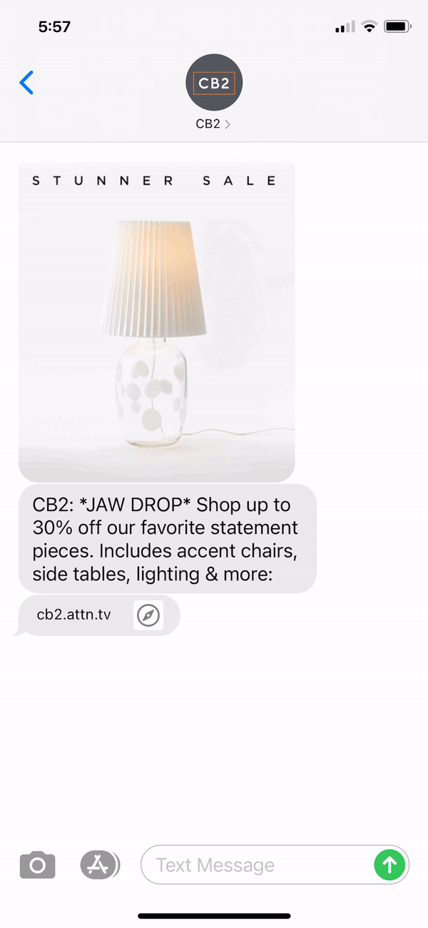 CB2 Text Message Marketing Example - 11.21.2020.gif