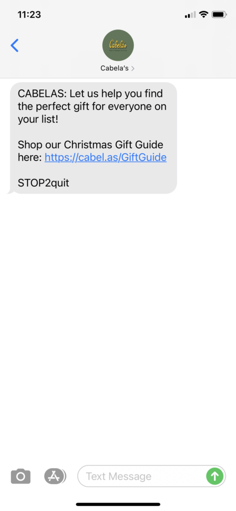 Cabela's Text Message Marketing Example - 12.10.2020.PNG