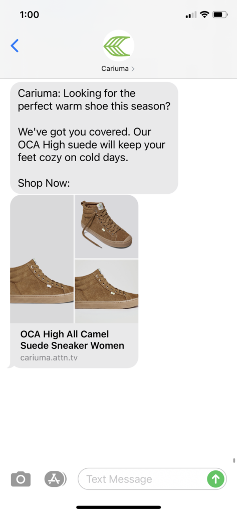 Cariuma Text Message Marketing Example - 12.06.2020.PNG