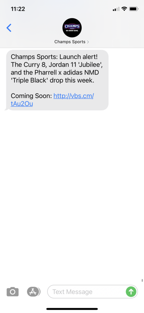 Champs Sports Text Message Marketing Example - 12.10.2020.PNG