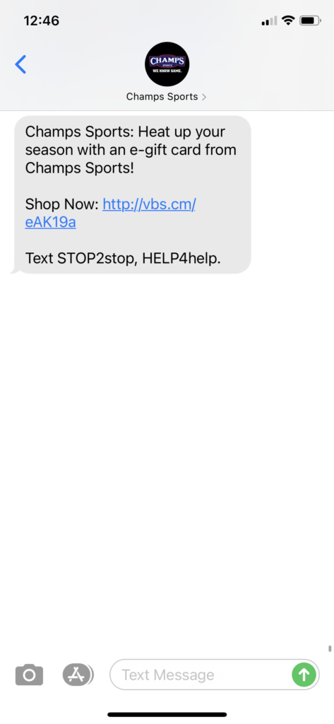Champs Sports Text Message Marketing Example - 12.7.2020.PNG