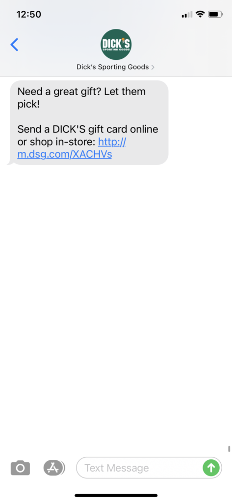 Dick's Sporting Goods Text Message Marketing Example - 12.7.2020.PNG