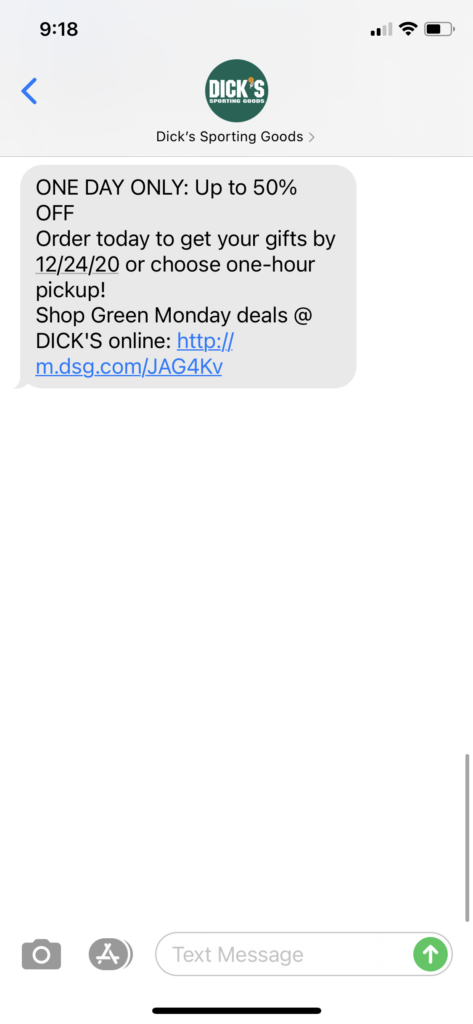 Dick's Sporting Text Message Marketing Example - 12.14.2020.PNG
