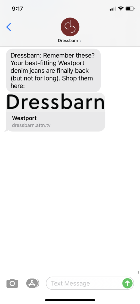 Dressbarn Text Message Marketing Example - 12.14.2020.PNG