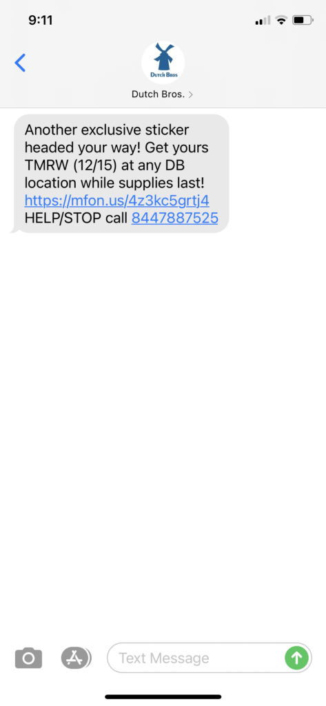 Dutch Bros Text Message Marketing Example - 12.14.2020.PNG