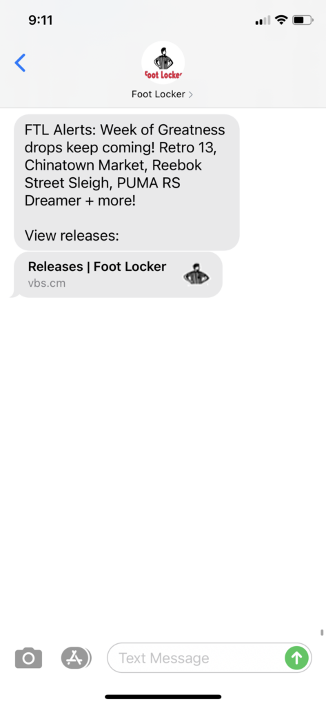 Foot Locker Text Message Marketing Example - 12.14.2020.PNG