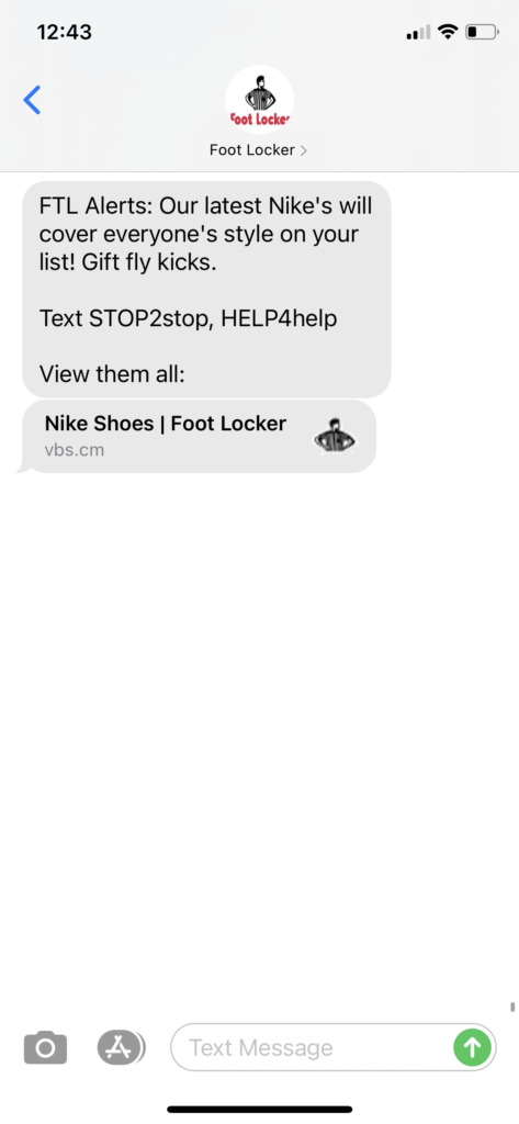 Foot Locker Text Message Marketing Example - 12.16.2020.PNG